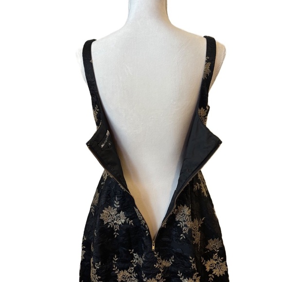 Jill Stuart Tea A-line Dress Black Gold Floral Embroidered Lace Romantic Gothic - Picture 12 of 16